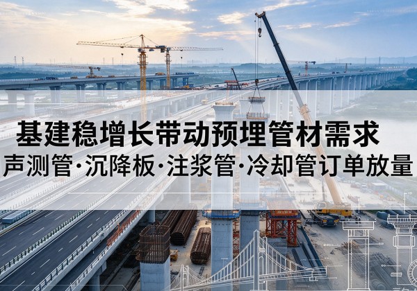 喀什基建稳增长带动预埋监测管材需求，声测管、沉降板、注浆管订单持续放量